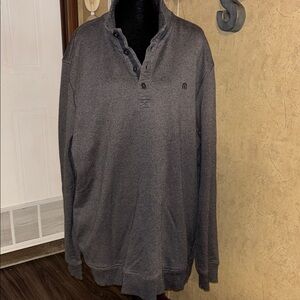 Men's XXL Travis Mathew Long-Sleeve 4 button Henley Sweatshirt - w/pockets! Gray